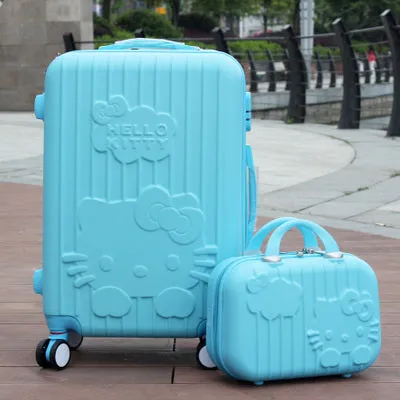 14 20Inchhello Kitty Suitcase,Trolley Travel Bag Set,Spinner Rolling Luggage