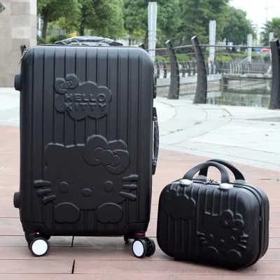 14 20Inchhello Kitty Suitcase,Trolley Travel Bag Set,Spinner Rolling Luggage