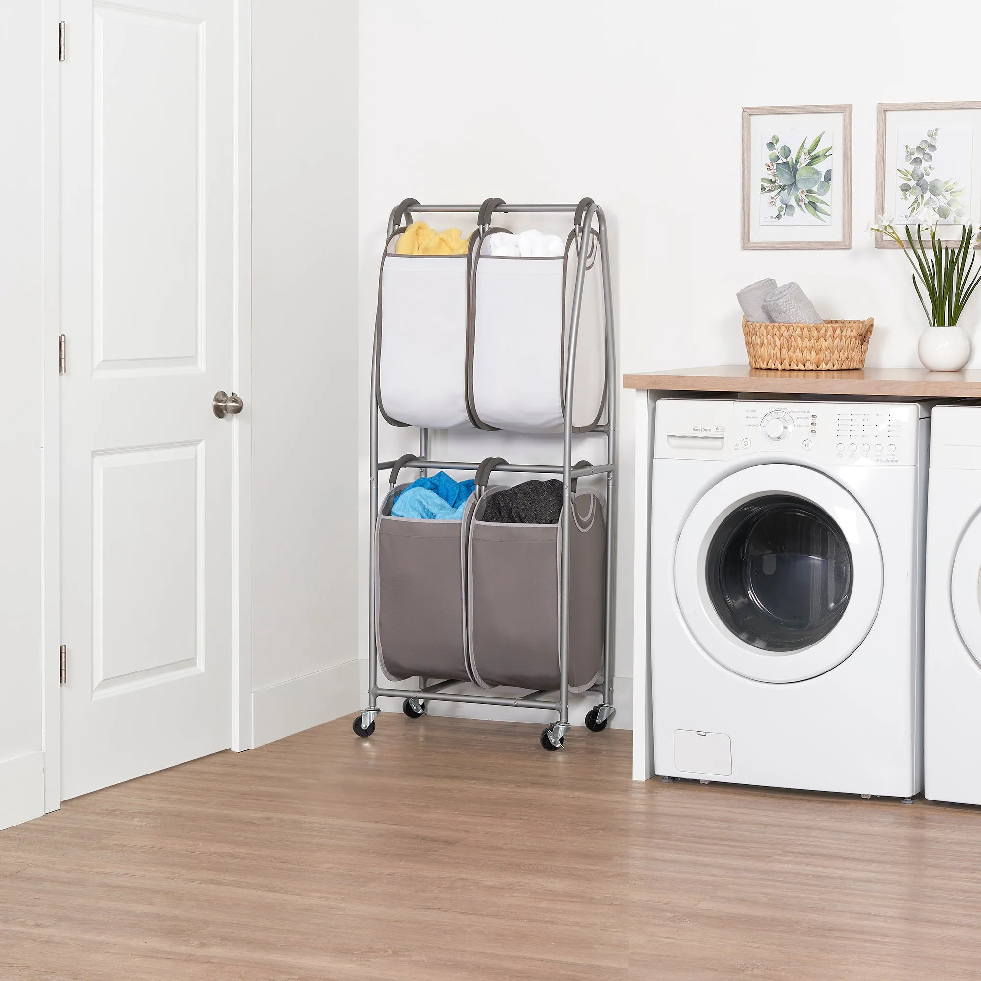 2-Tier Rolling Quad Laundry Sorter