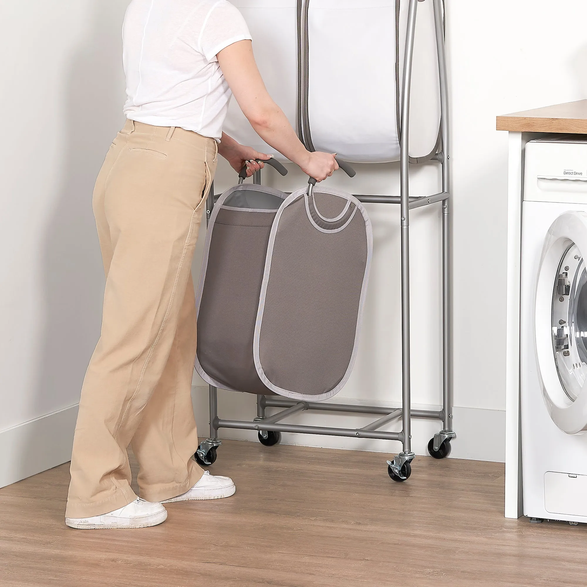 2-Tier Rolling Quad Laundry Sorter