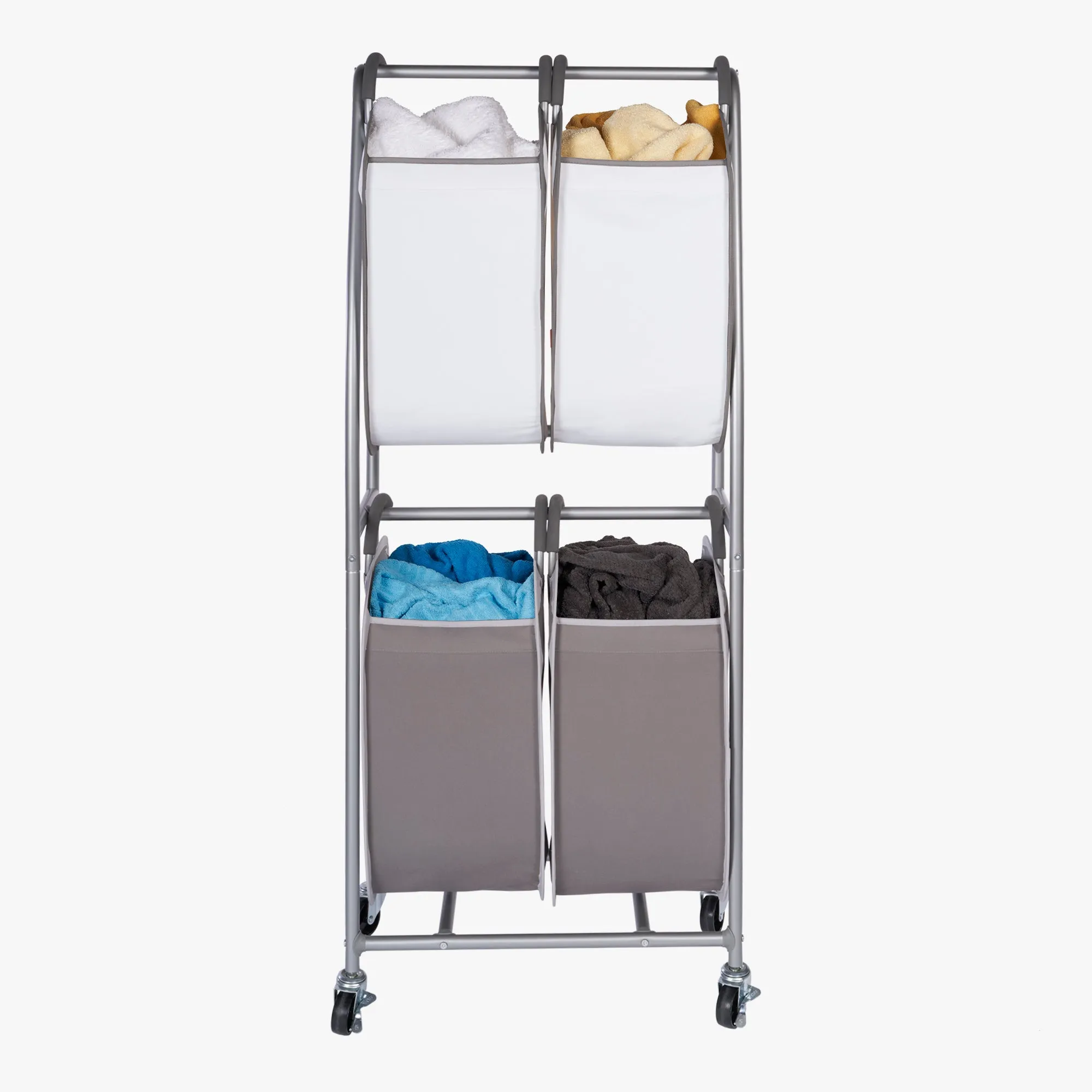 2-Tier Rolling Quad Laundry Sorter