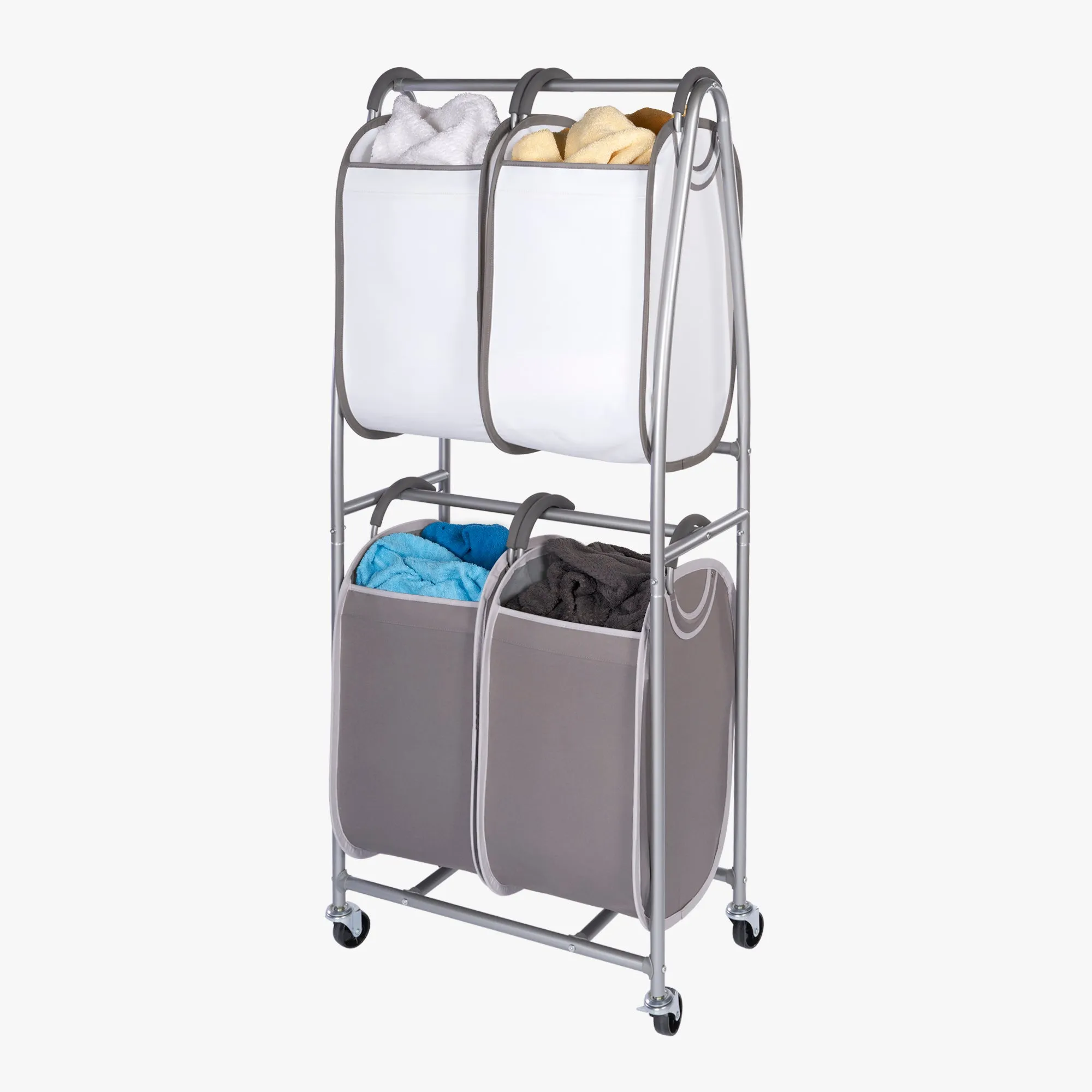 2-Tier Rolling Quad Laundry Sorter