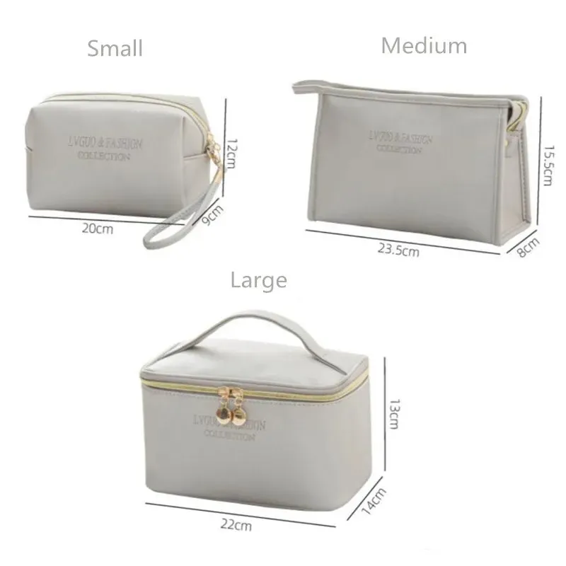 3 PIECES PU TRAVEL COSMETIC BAG