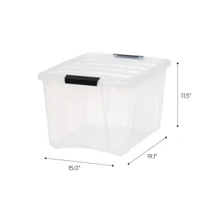 40 Quart Stack & Pull™ Box, 6 Pack, Clear with Black Buckle