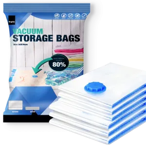 6pcs Vacuum Storage Bags | Save space | Extra Thick | Double-Zip & Triple Sealed