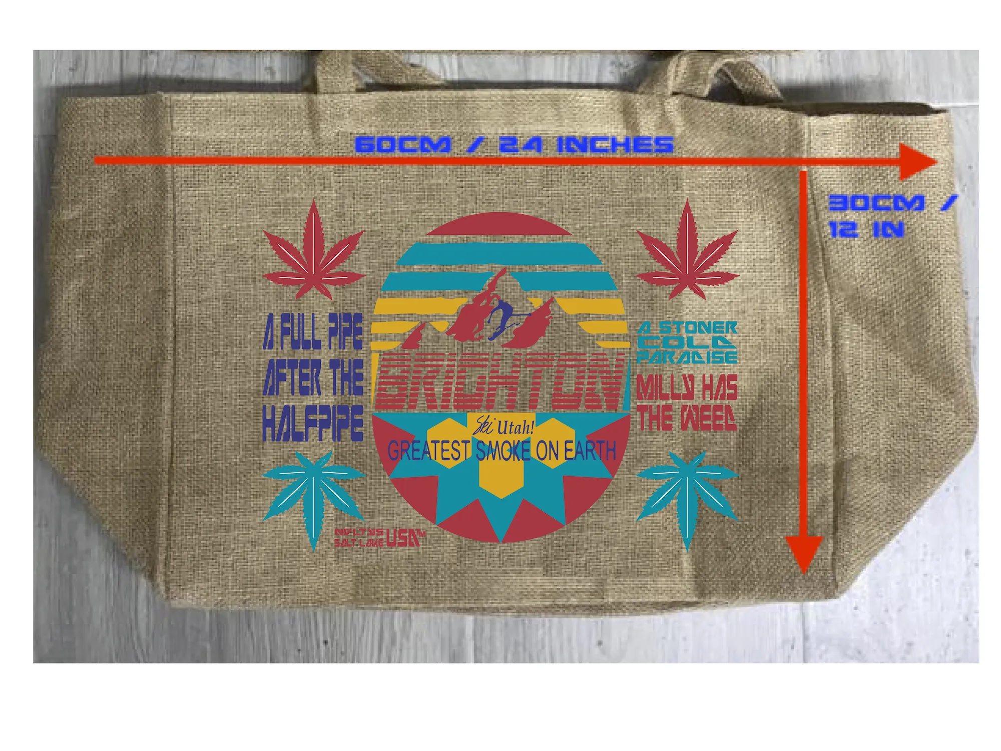 BRIGHTON UTAH BURLAP TOTE BAG