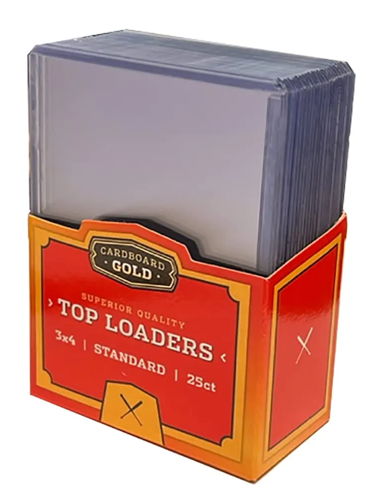 Cardboard Gold Top Loaders for Cards (8 Packs of 25ct) - Premium Baseball Card Protectors, Sports Card Holder, Hard Plastic Card Sleeves, Trading Card Case, Card Protector for Toploaders Storage