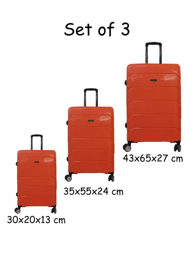 Gai Mattiolo 4-Wheeled Trolley Bag, PP Material, Italian Design, Lightweight and Durable Travel Suitcase, Set of 3