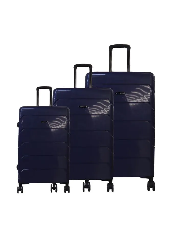 Gai Mattiolo 4-Wheeled Trolley Bag, PP Material, Italian Design, Lightweight and Durable Travel Suitcase, Set of 3