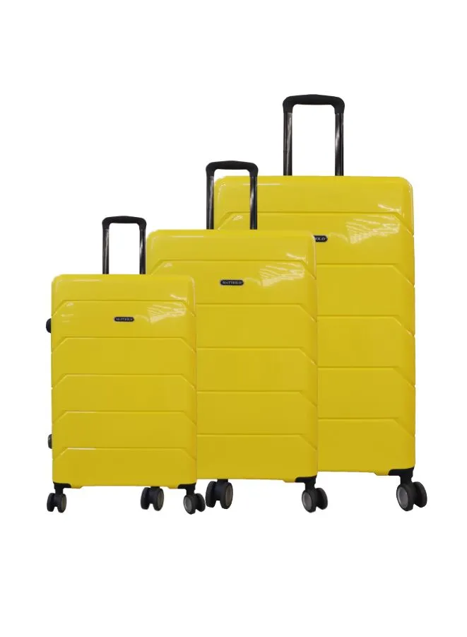 Gai Mattiolo 4-Wheeled Trolley Bag, PP Material, Italian Design, Lightweight and Durable Travel Suitcase, Set of 3