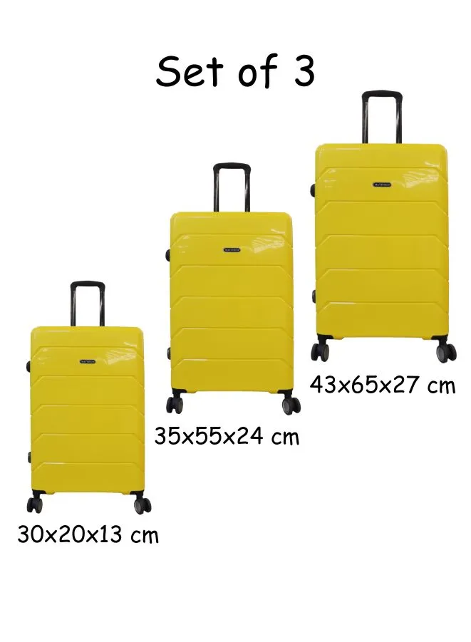 Gai Mattiolo 4-Wheeled Trolley Bag, PP Material, Italian Design, Lightweight and Durable Travel Suitcase, Set of 3