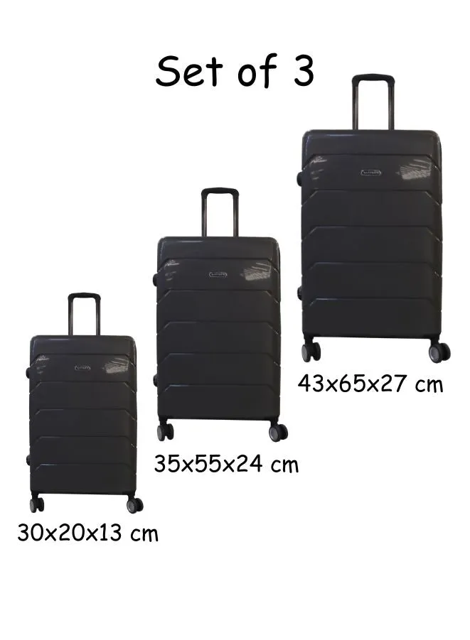 Gai Mattiolo 4-Wheeled Trolley Bag, PP Material, Italian Design, Lightweight and Durable Travel Suitcase, Set of 3