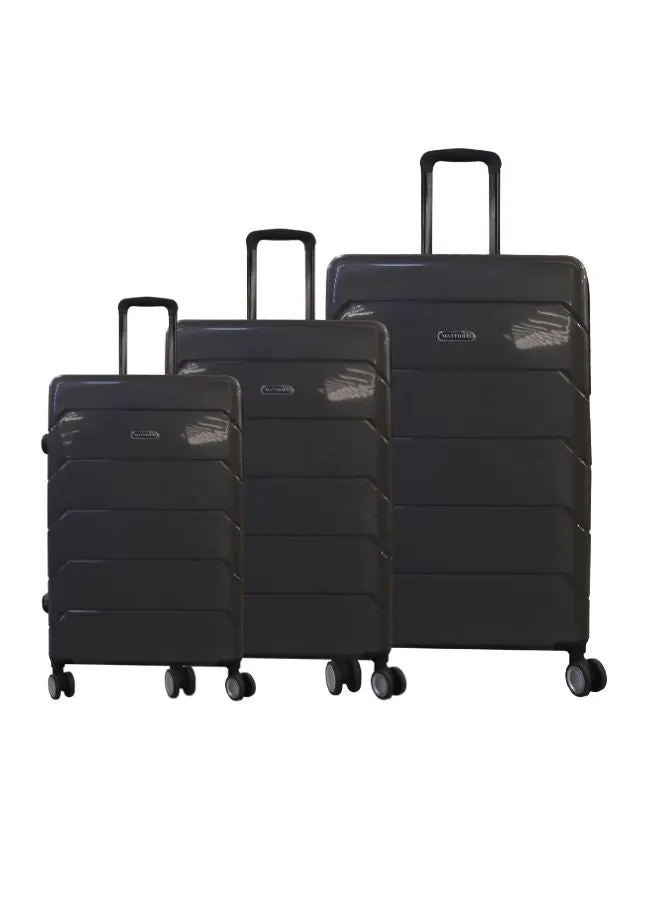 Gai Mattiolo 4-Wheeled Trolley Bag, PP Material, Italian Design, Lightweight and Durable Travel Suitcase, Set of 3