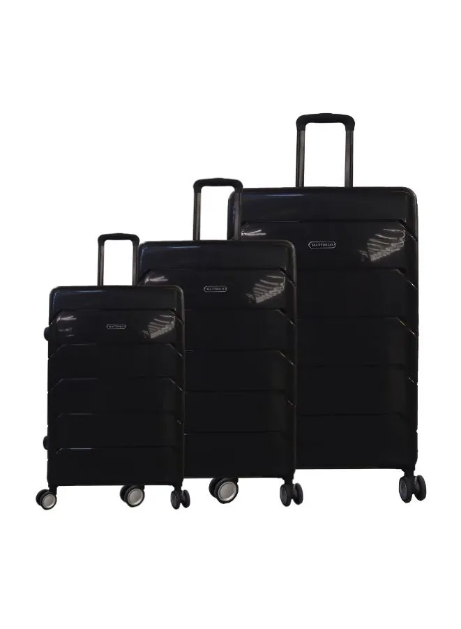 Gai Mattiolo 4-Wheeled Trolley Bag, PP Material, Italian Design, Lightweight and Durable Travel Suitcase, Set of 3