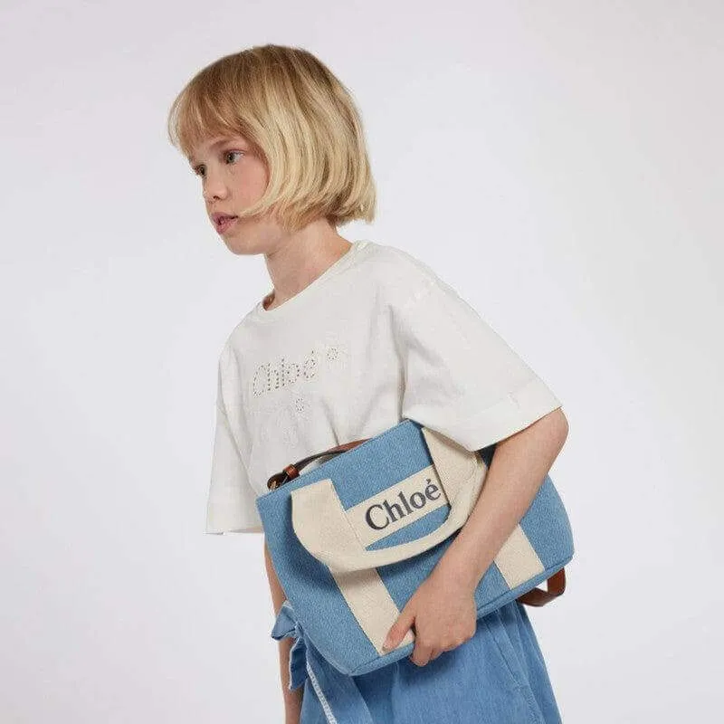 Girls Denim Logo Shoulder Bag