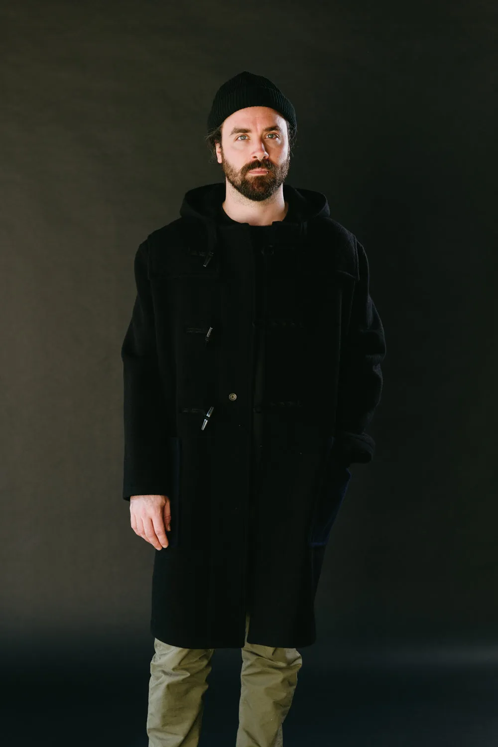 Gloverall x 3Sixteen - Quilted Contrast Monty Coat - Black