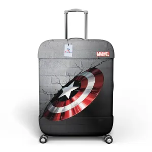 Heart Home Marvel Captain America Shield Luggage Cover | Polyester Travel Suitcase Cover | Washable | Stretchable Suitcase Protector | 18-22 Inch | Small | Gray