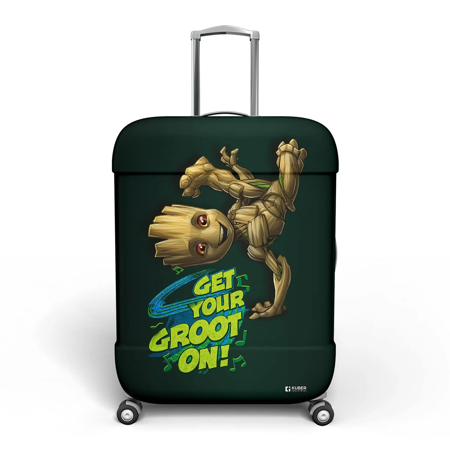 Heart Home Marvel I Am Groot Luggage Cover | Polyester Travel Suitcase Cover | Washable | Stretchable Suitcase Protector | 18-22 Inch | Small | Green