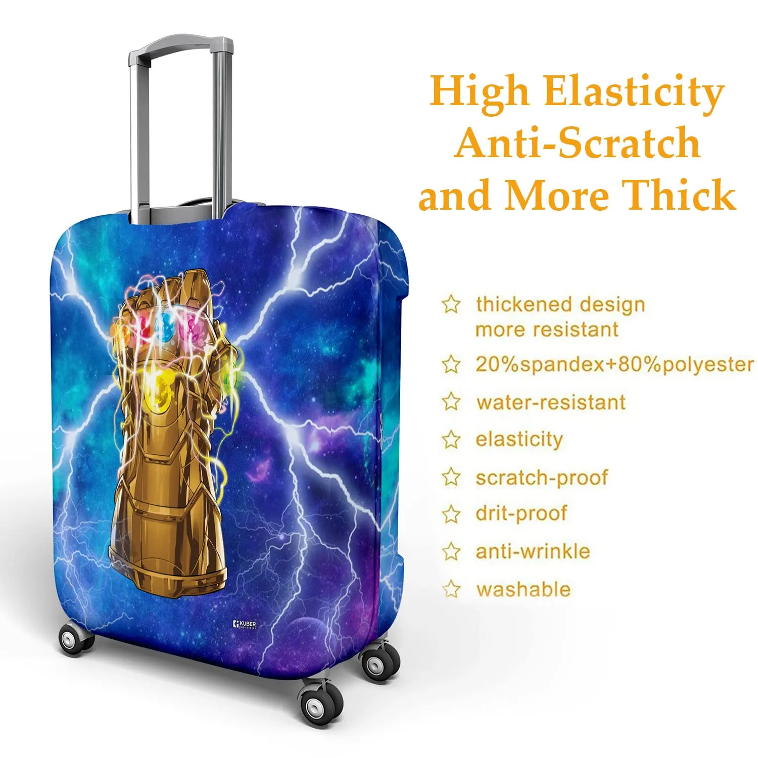 Heart Home Marvel The Infinity Gauntlet Luggage Cover | Polyester Travel Suitcase Cover | Washable | Stretchable Suitcase Cover | 22-26 Inch-Medium | 26-30 Inch-Large | Pack of 2 | Sky Blue