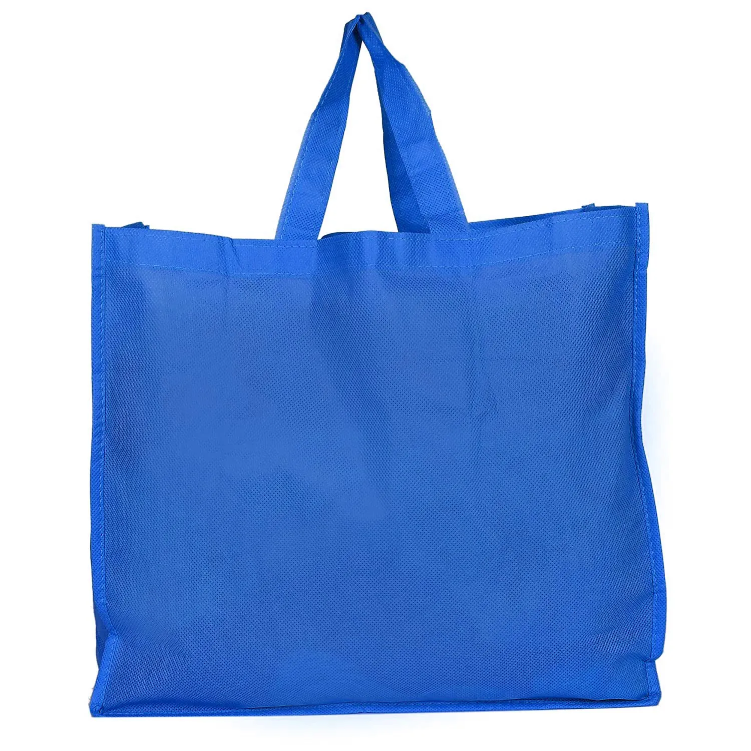 Heart Home Smiley Printed Foldable Non-Woven Grocery Shopping Bag with One Small Pocket- Pack of 2 (Blue) -45LUGHH067