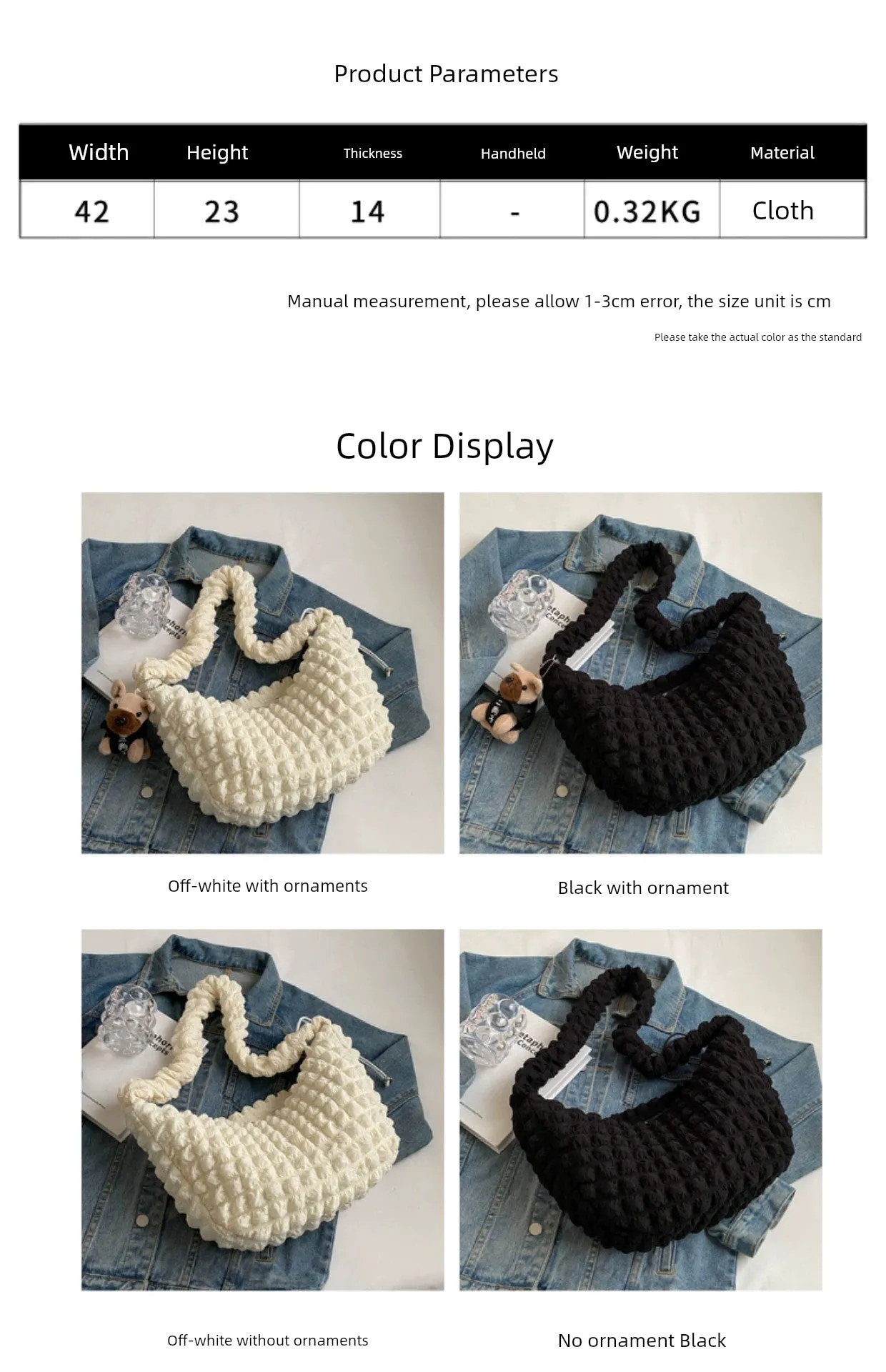 Korean Style Best Selling Cloud Pleated Casual Spring and Summer Tote Bag