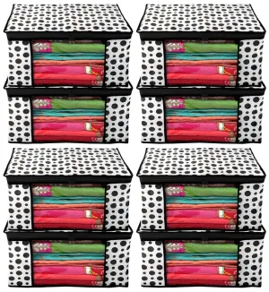 Kuber Industries Clothes Organizer For Wardrobe (Pack of 8) - Storage Organizer For Saree | Shirts | Lehenga | Salwar - Dress Organizer For Wardrobe - Saree Covers With Zip (Printed) (Black and White)