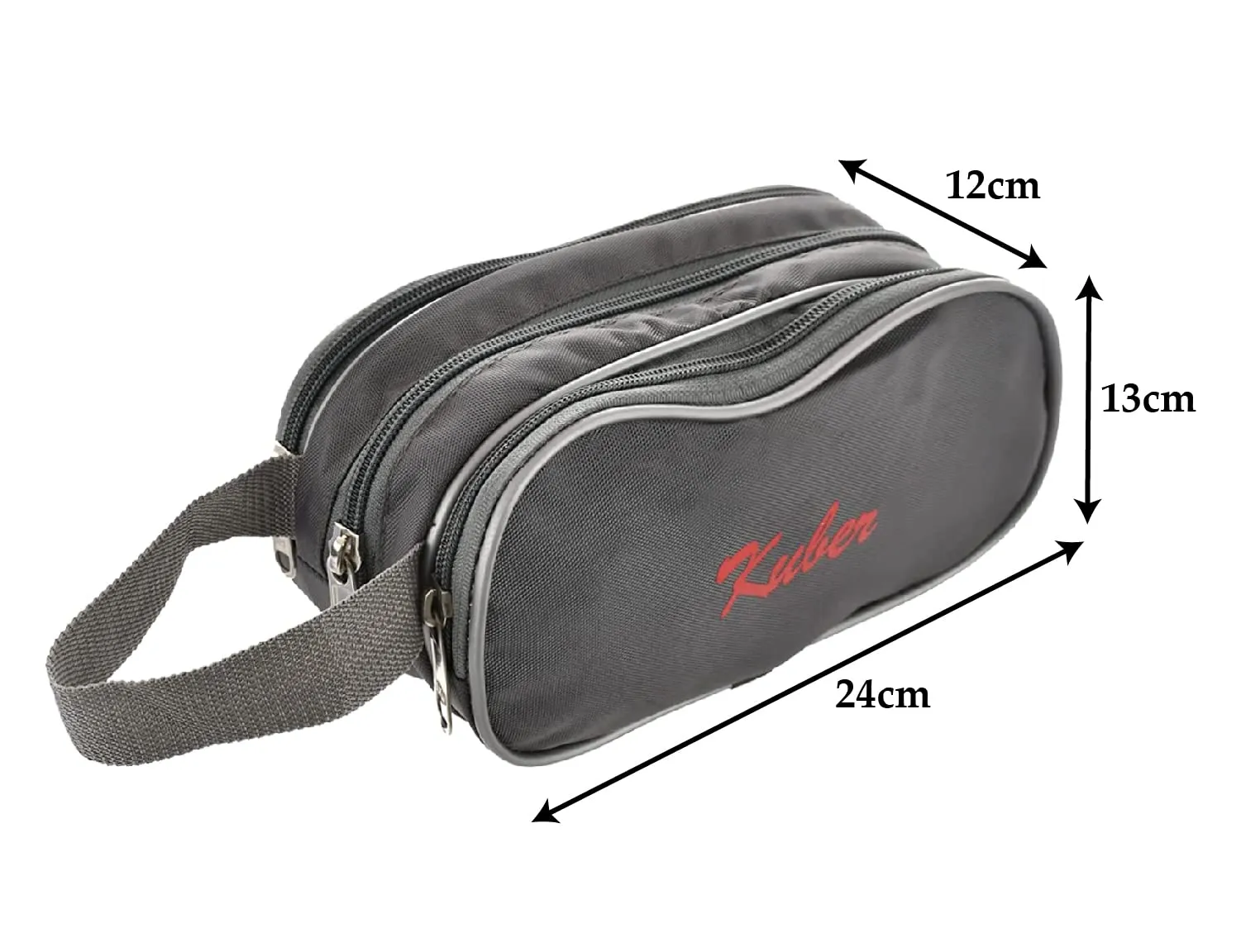 Kuber Industries Rexine Lightweight Travel Toiletry Bag Shaving Kit with Carrying Strap (Grey) 54KM4283