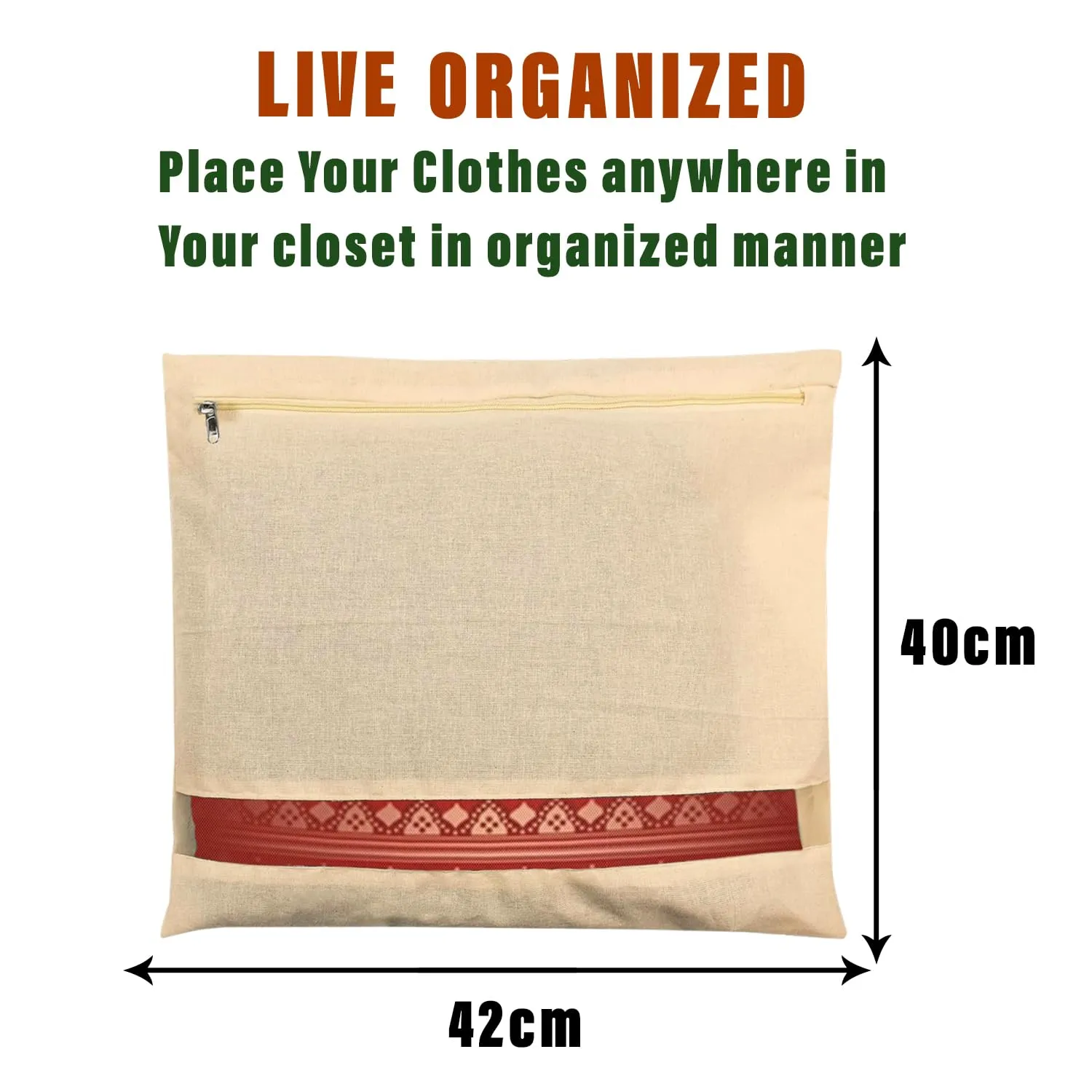 Kuber Industries Saree Bags | Clothes Bags for Storage | Cotton Wardrobe Organizer | Mesh Window Cloth Storage Bags Set | Single Packing Saree Bags | Pack of 5 | Cream