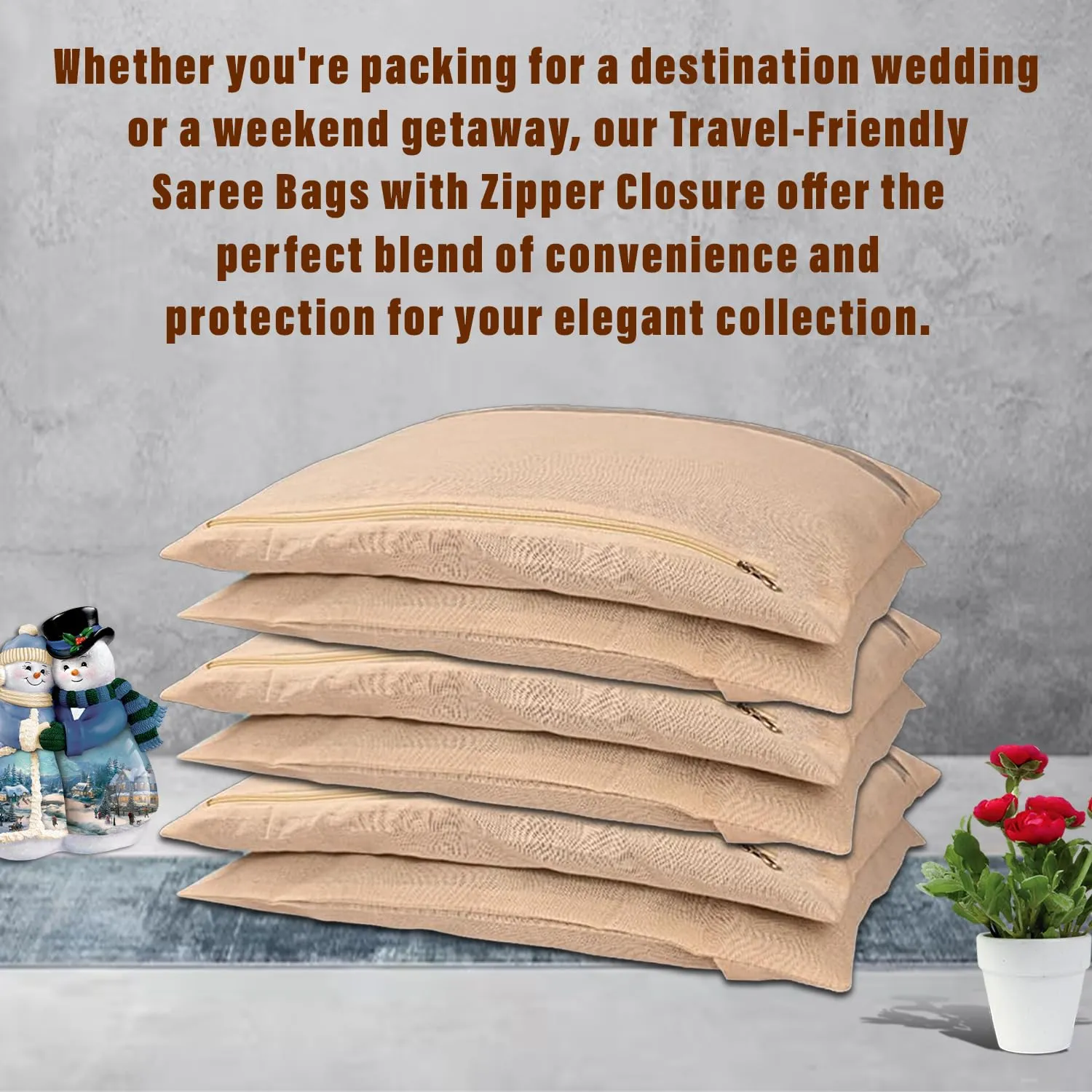 Kuber Industries Saree Bags | Clothes Bags for Storage | Cotton Wardrobe Organizer | Mesh Window Cloth Storage Bags Set | Single Packing Saree Bags | Pack of 5 | Cream