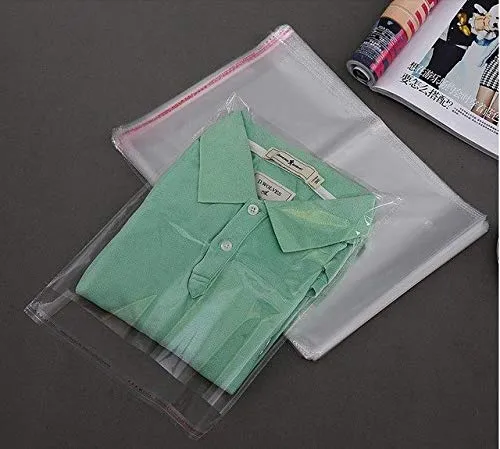 mastBus Plastic Transparent Polythene Bags for Saree Packing, Large (14x18 inch, Pack of 50, Plastic)