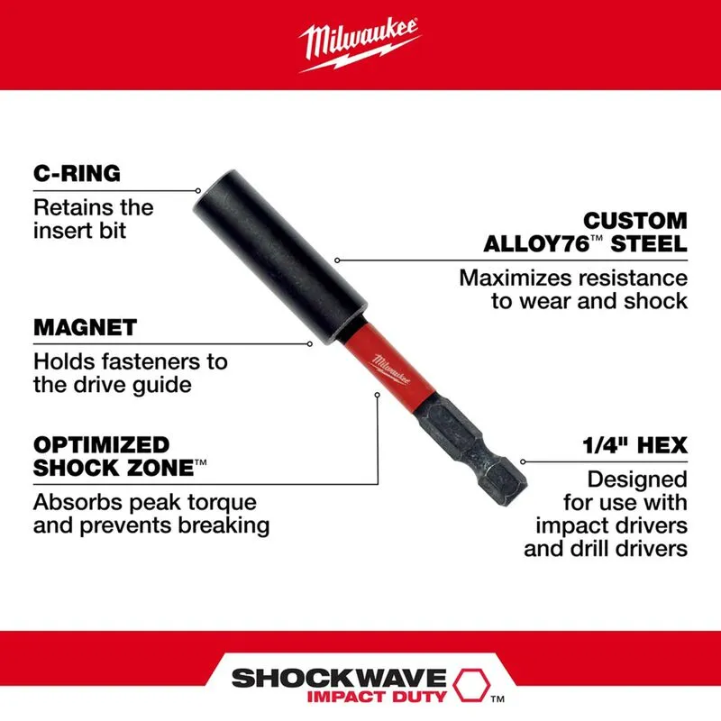 MILWAUKEE  48-32-4511 SHOCKWAVE™ Impact Magnetic Bit Holder