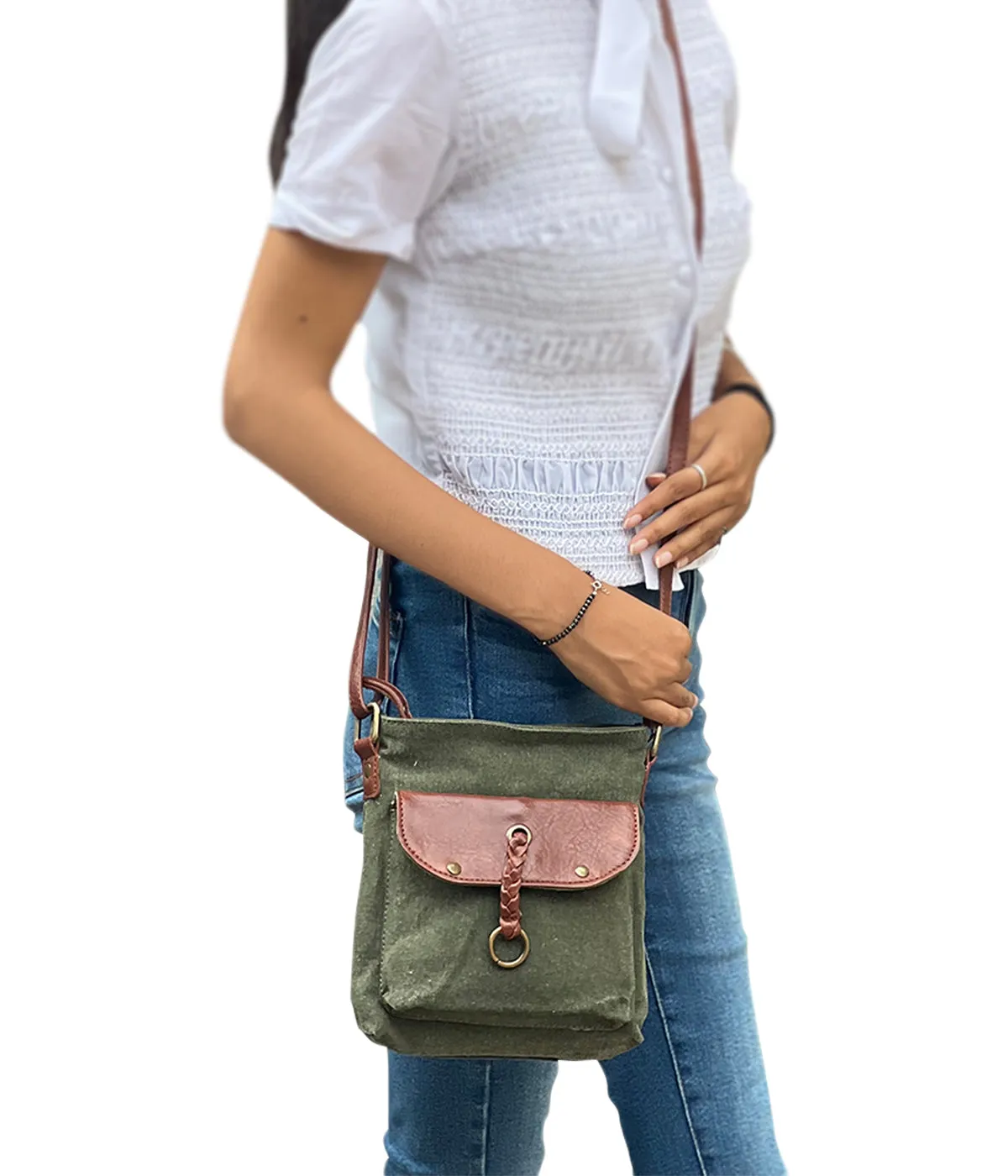 Mona B Small Messenger Crossbody Bag with Stylish Design for Women: Green