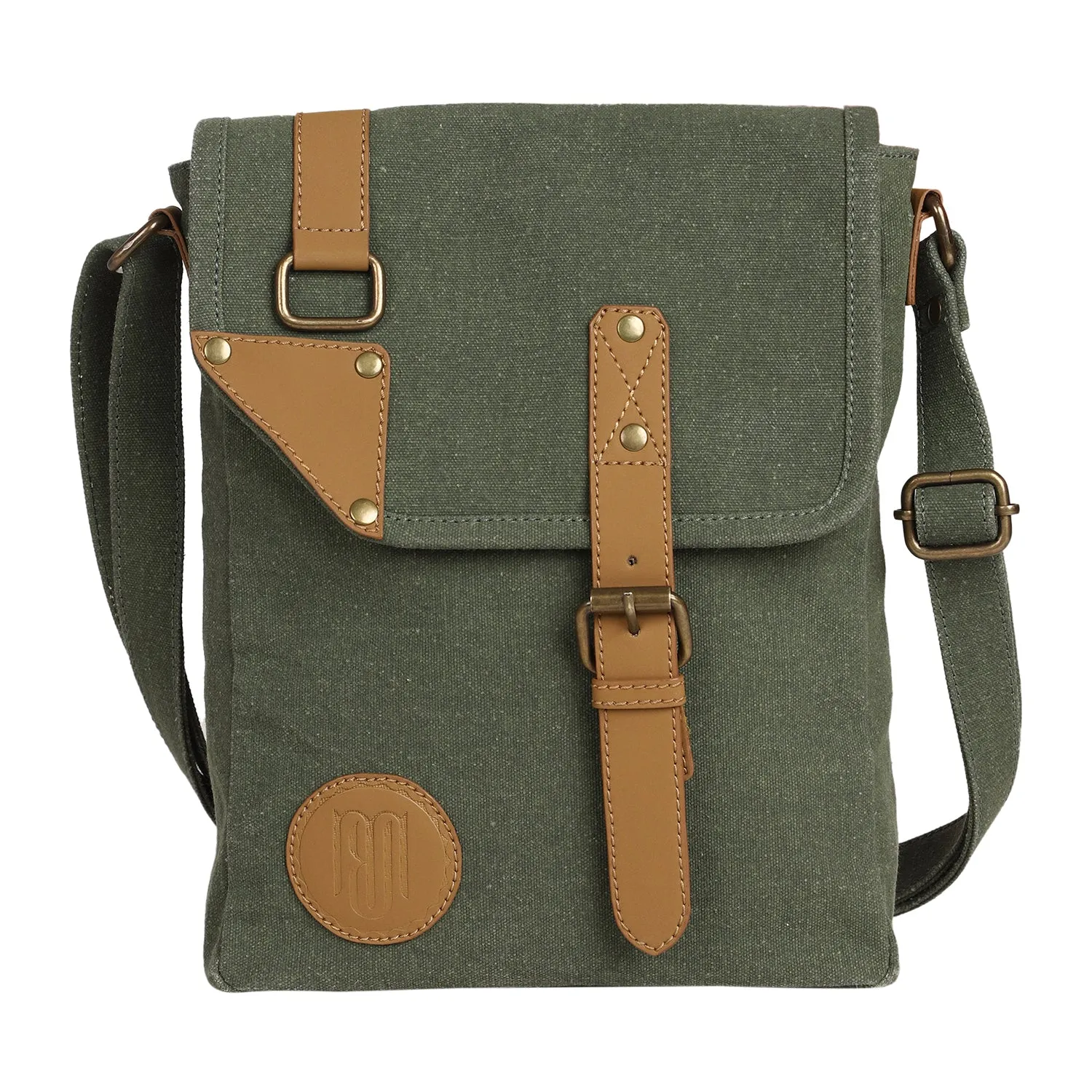 Mona B Unisex Canvas Messenger Crossbody Bag: Delta