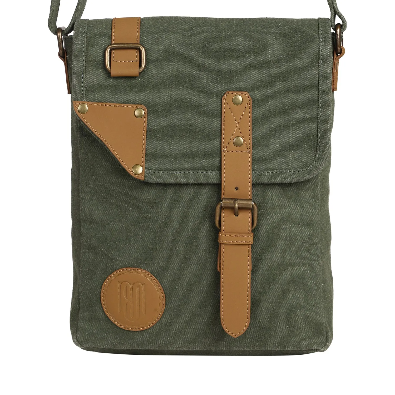 Mona B Unisex Canvas Messenger Crossbody Bag: Delta