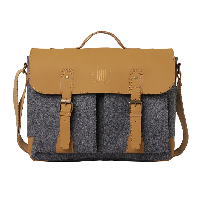 Mona B Unisex Canvas Messenger Crossbody Laptop/Tablet/MacBook Bag: Arctic Dark Grey