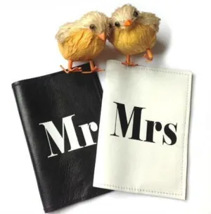 Mr & Mrs Leather Passport Cover Set