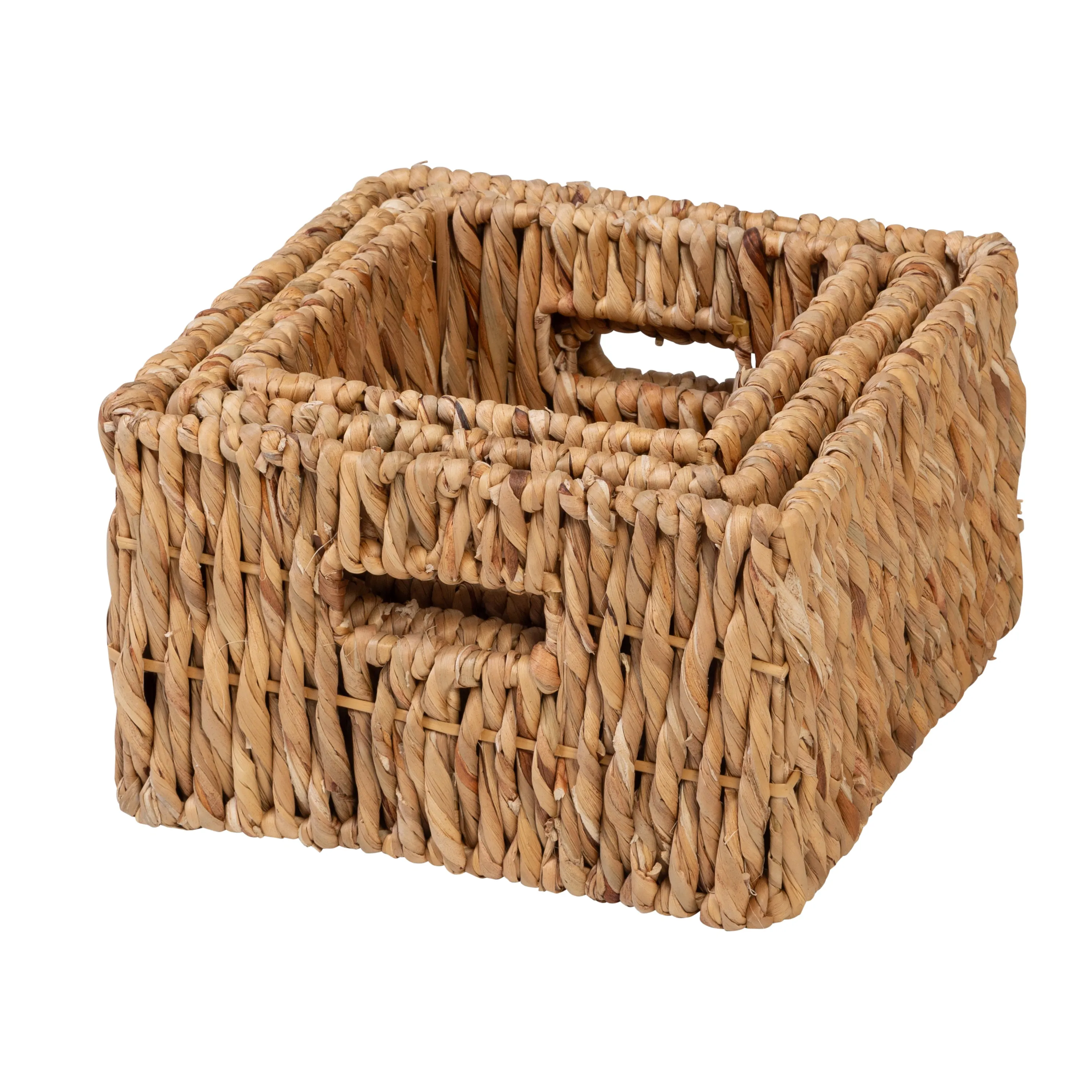 Natural Wicker Square Nested Baskets with Handles (Set of 3)