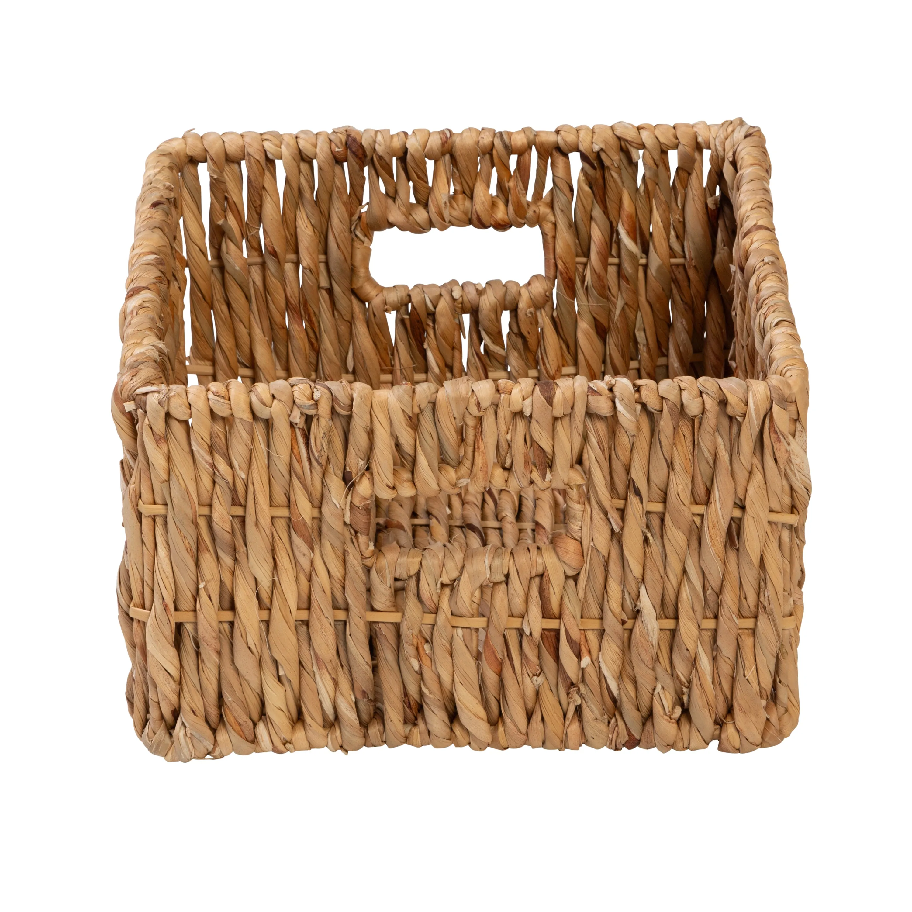 Natural Wicker Square Nested Baskets with Handles (Set of 3)