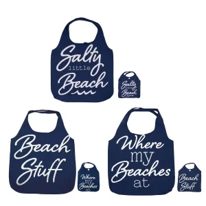 Navy Salty Little Beach Bags, Asst. of 3