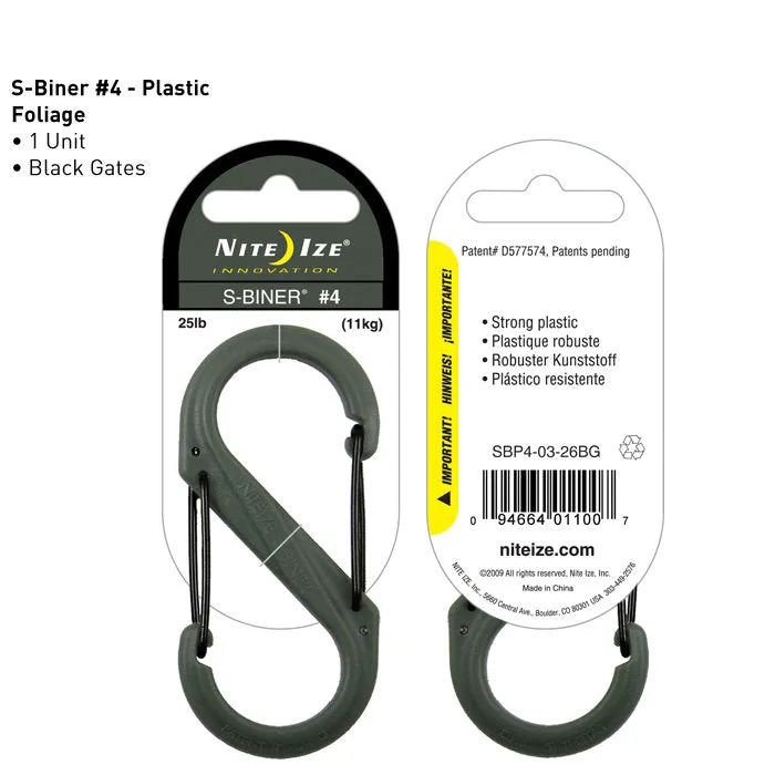 Nite Ize Plastic S-Biner #4 Foliage Green