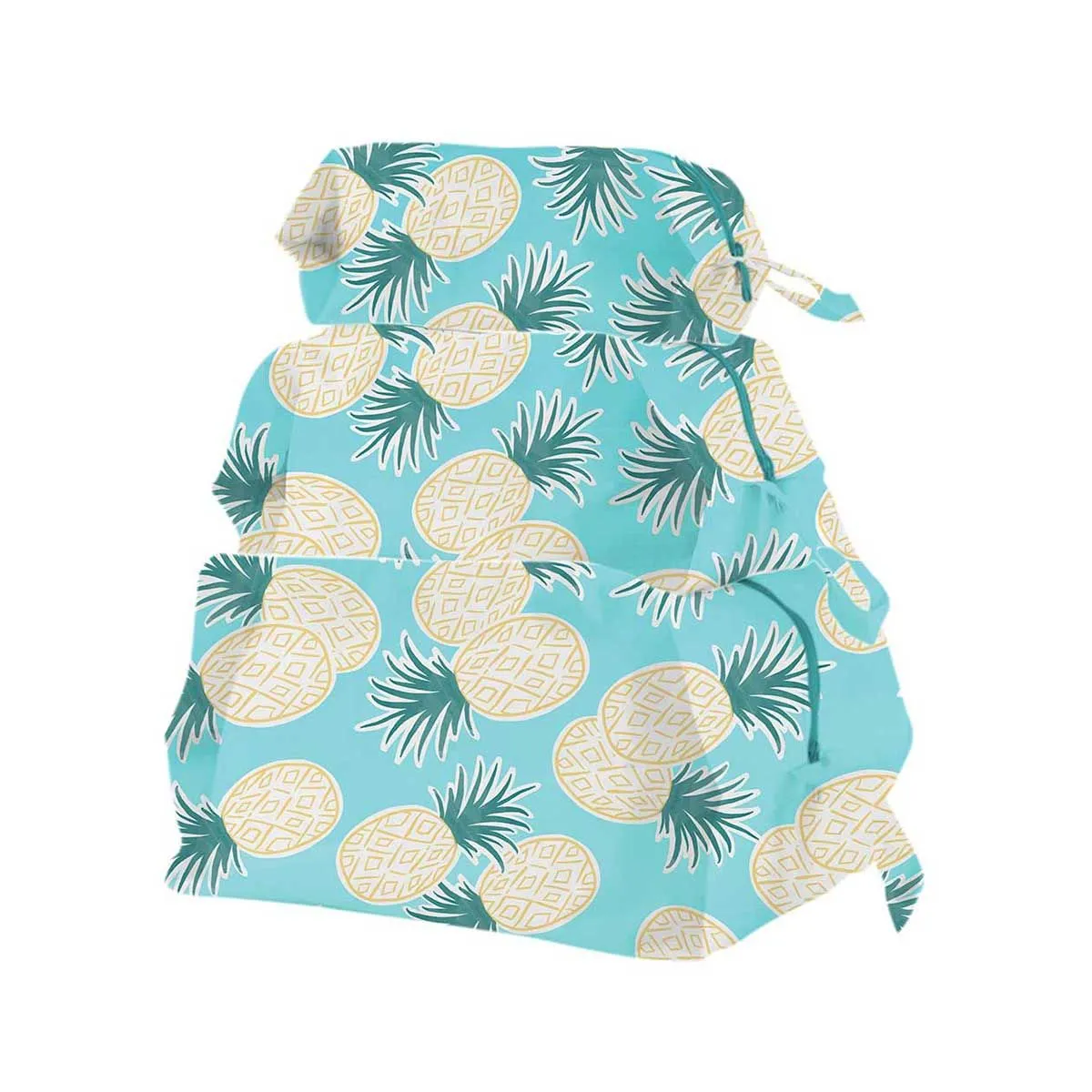 Pineapple Watercolor 3D Zip Pouch, Set of 3