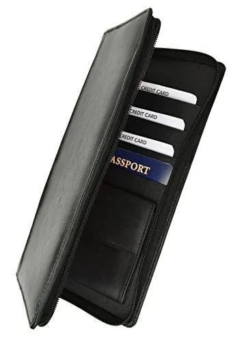 RFID Blocking Travel Wallet & Family Passport Holder Genuine Leather Document Holder & Organizer Protects Your Passports