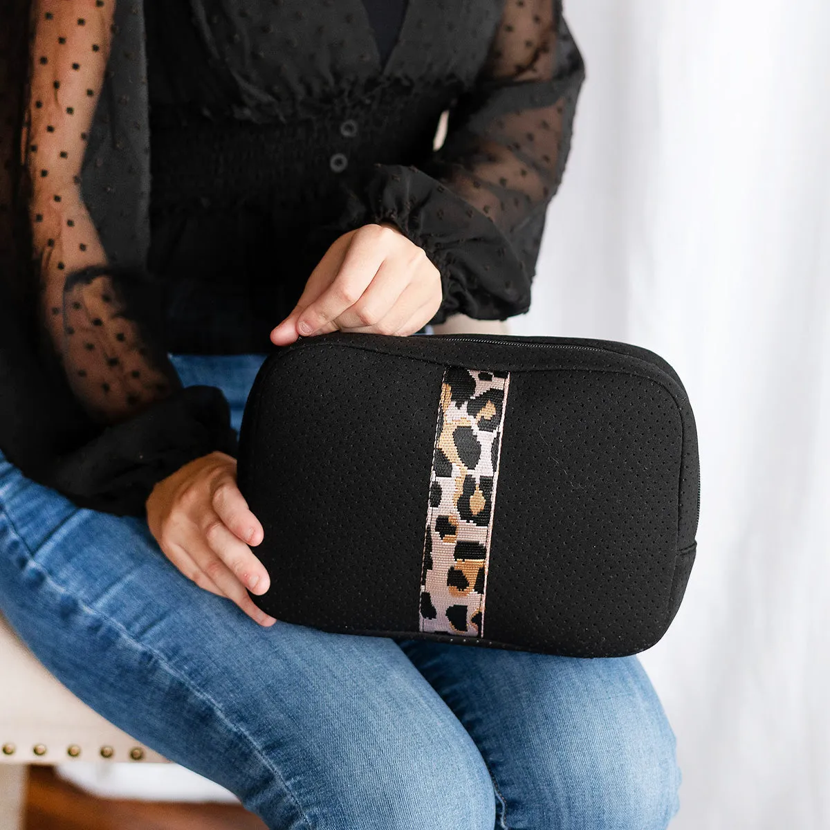 Rose Gold Leopard Neoprene Cosmetic Bag by Viv & Lou