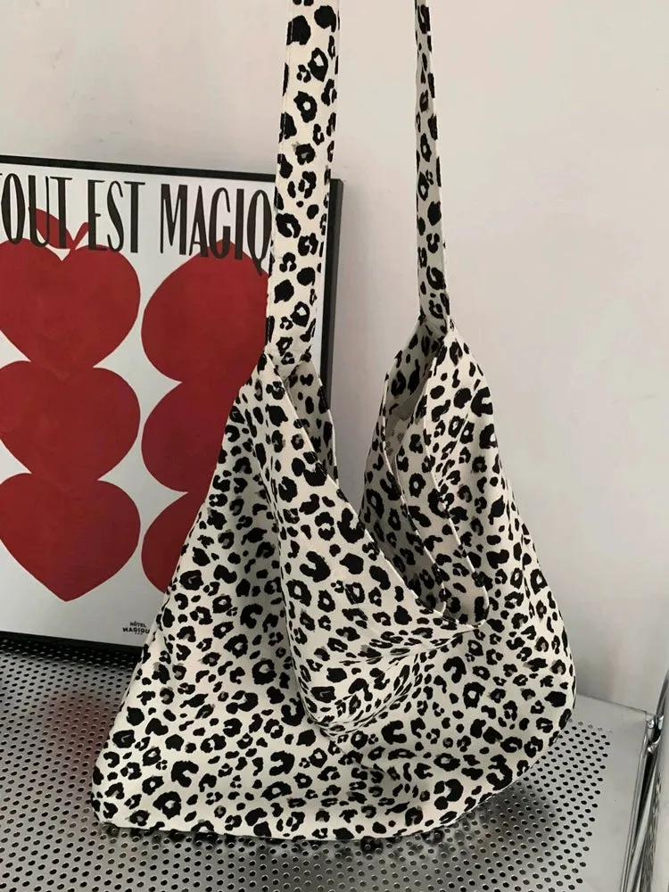 South Korea Leopard Print Easiest for Match Student Class Tote Bag