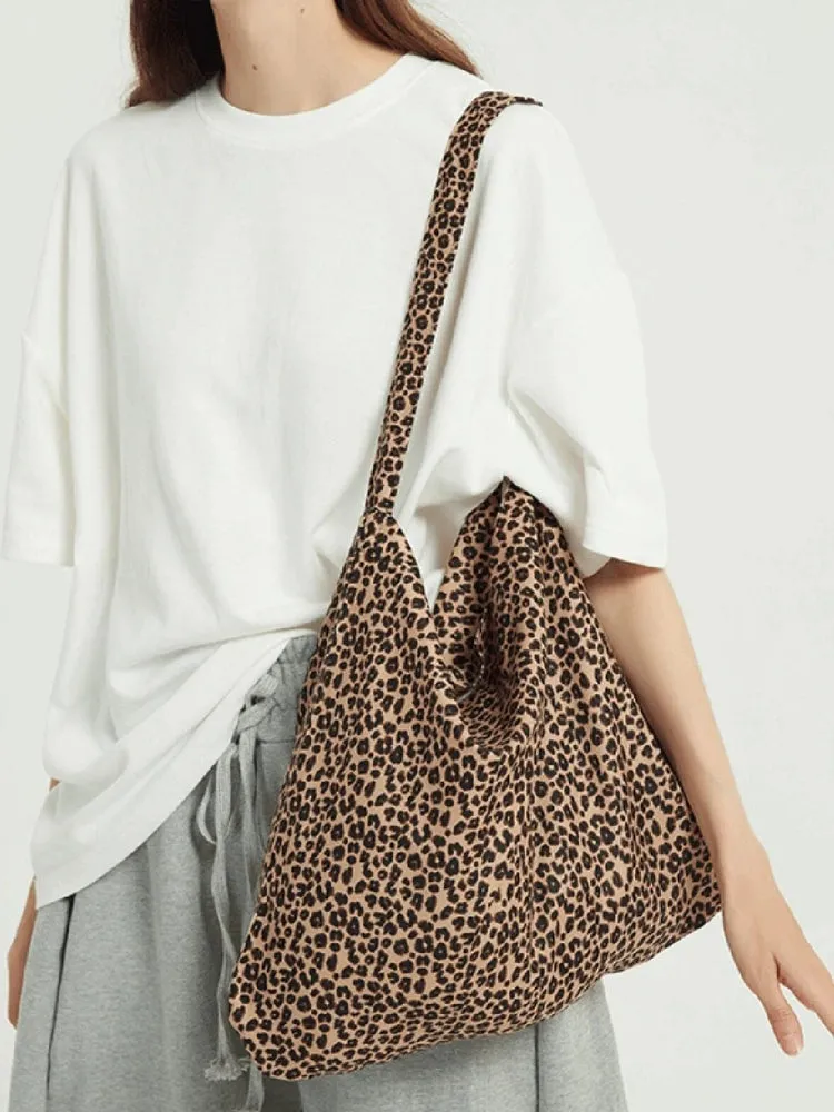 South Korea Leopard Print Easiest for Match Student Class Tote Bag