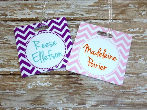 Square Chevron Luggage Tags Set of 2