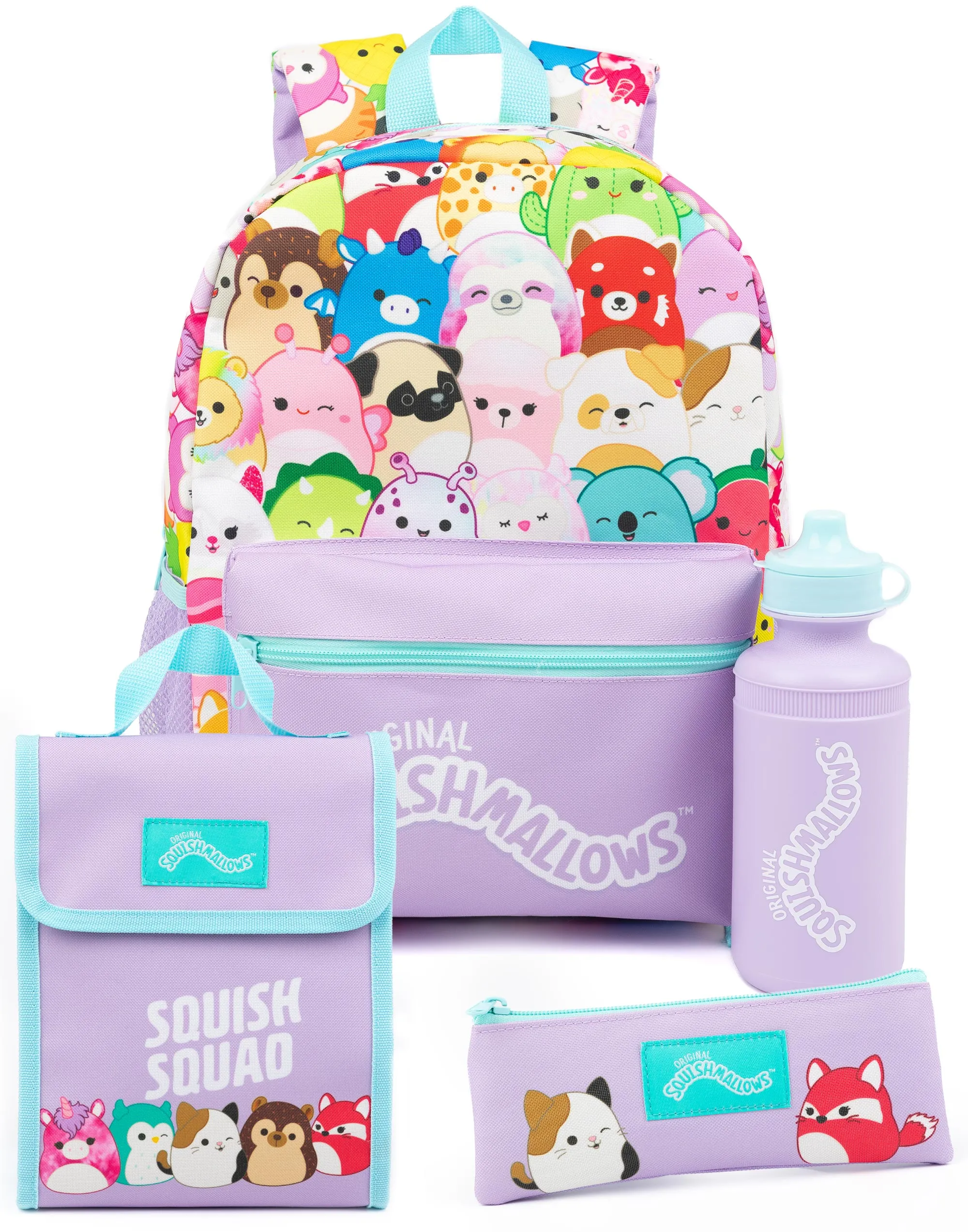 Squishmallows Back Pack 4 Piece Set Printed Unisex Kids Purple 4 Piece Backpack Set