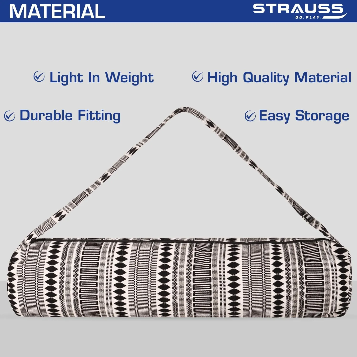 Strauss Jacquard Gym Bag | for Both Men and Women |Breathable, Durable and Long- Lasting| Suitable for Travel and Gym | Eco- Friendly and Washable |(Black Pattern)