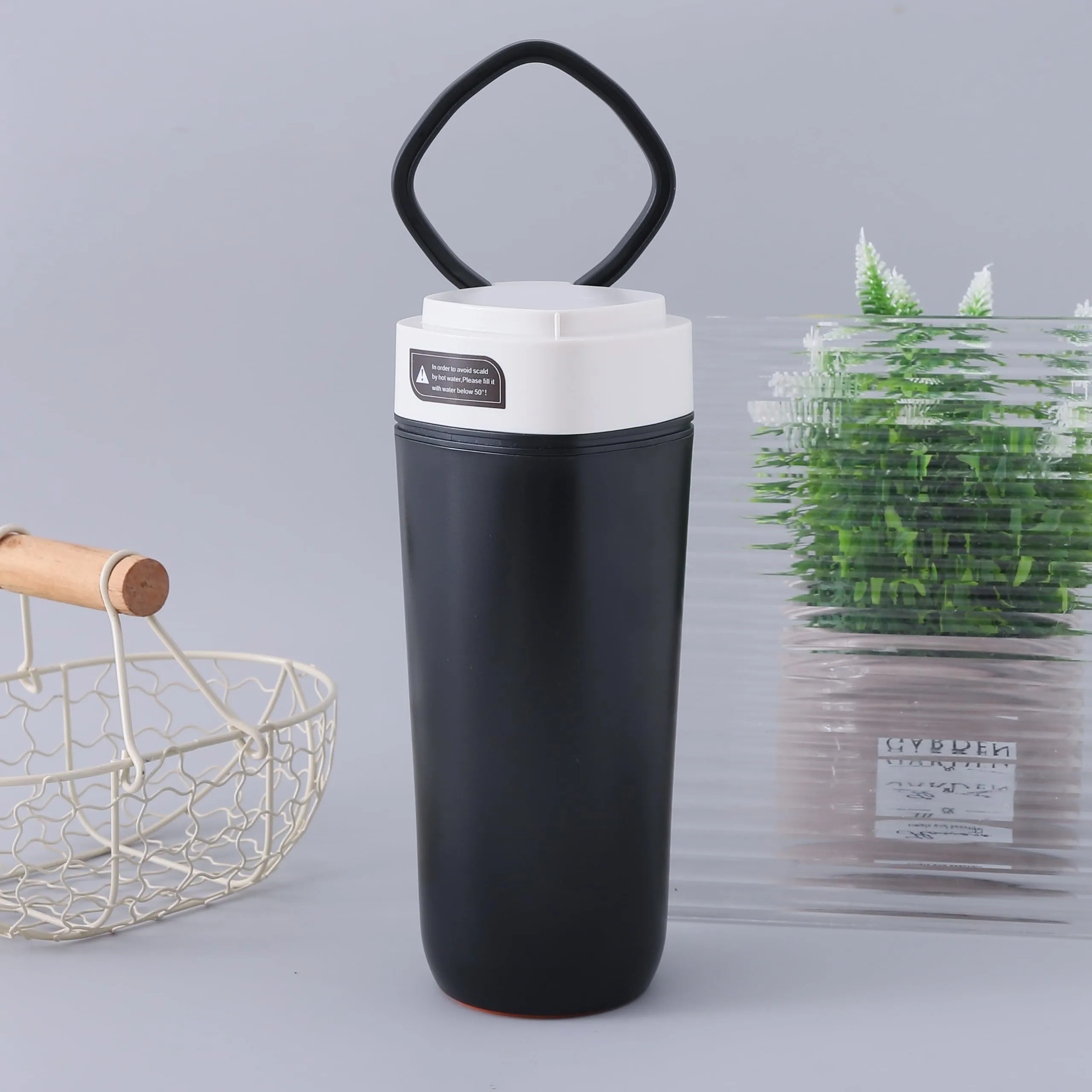 The Better Home Anti-Fall Coffee Travel Tumbler with Suction Bottom | 480ml | Stainless Steel | Leakproof | Coffee Mug with Lid and Handle | Perfect for Travel, Home and Office (Black)