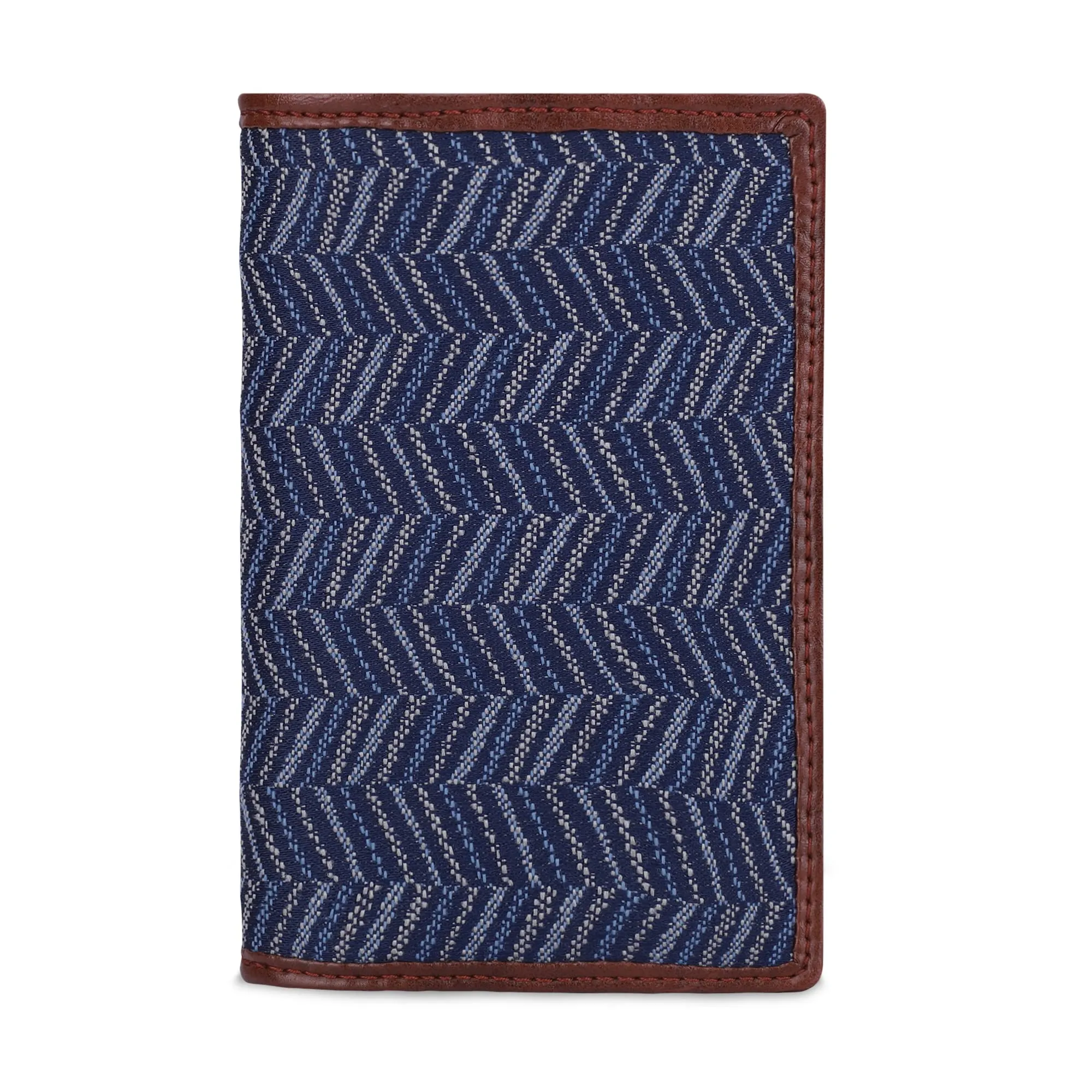 THE CLOWNFISH Glamour Fold Series Tapestry Fabric & Faux Leather Unisex Passport Wallet Travel Document Organizer (Blue-Stripes)